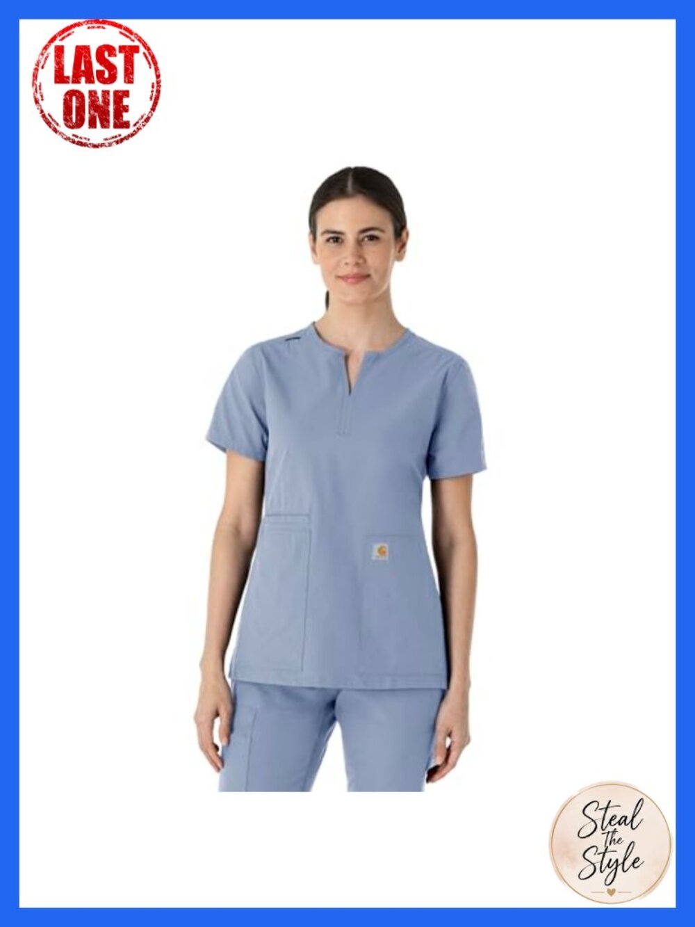 Force Modern Fit Notch Neck Tunic Scrub Top Short Sleeve